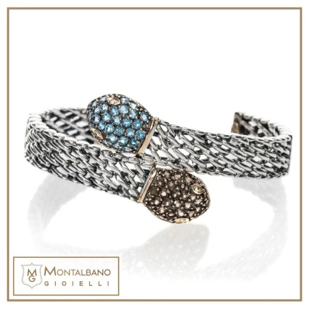 Bracciale Medievale serpente contrariè azzurro e fumè| Gioielli De Nobili